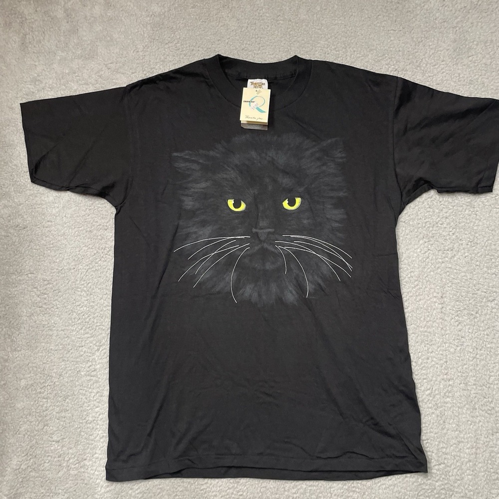 Tennessee River T-Shirt Mens Large Black Vintage 90s Studio Q Black Cat NWT